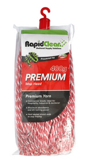 RAPID CLEAN PREMIUM 400G MOP HEAD - RED - MH-RP-01R - EACH