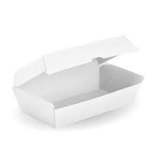 BIOPAK Bioboard Large Snack box - 204x109x84mm - FSC Recycled Mix - White - 50 - ( BB-SNACK BOX LARGE-W ) - SLV