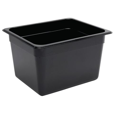 VOGUE BLACK POLYCARBONATE 1/2 SIZE 200MM DEEP GASTRONORM PAN - U461 - EACH