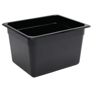 VOGUE BLACK POLYCARBONATE 1/2 SIZE 200MM DEEP GASTRONORM PAN - U461 - EACH
