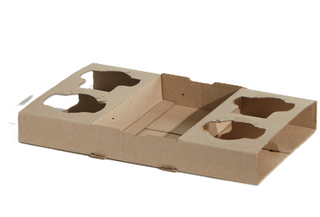 PINNACLE CARDBOARD 4 CUP DRINK HOLDER / CARRY TRAY - 25 - SLV