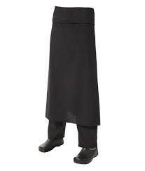 CHEFS LONG APRON WITH POCKET - BLACK - POLY / VISCOSE - 20038 - EACH