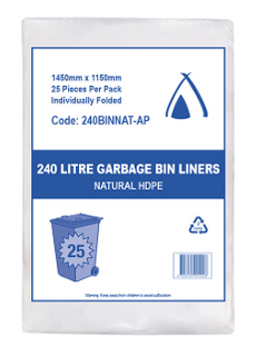 TP 240LT NATURAL HDPE HEAVY DUTY GARBAGE BIN LINER ( 240BINNAT-AP ) - 200 - CTN