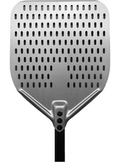 REGINA PIZZA PEEL SQUARE PERFORATED ALUMINIUM HEAD WITH BLACK HANDLE - 300 X 320 X 1200MM - HSF30-120 - EACH