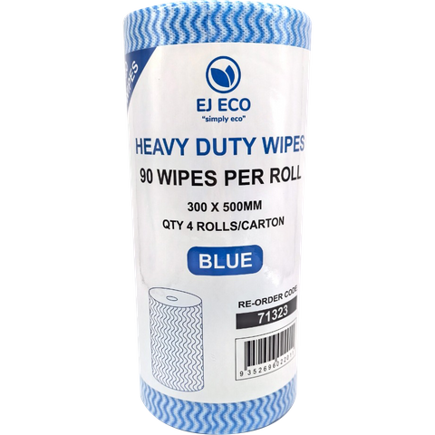 EJ ECO HEAVY DUTY WIPES ON A ROLL - BLUE - 90 SHEETS - SAFE FOR DIRECT FOOD CONTACT - 71323 - 4 -CTN