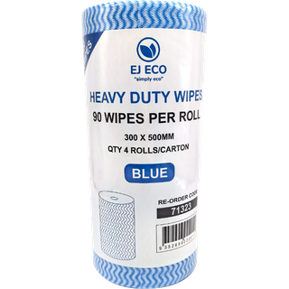 EJ ECO HEAVY DUTY WIPES ON A ROLL - BLUE - 90 SHEETS - SAFE FOR DIRECT FOOD CONTACT - 71323 - 4 -CTN