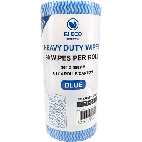 EJ ECO HEAVY DUTY WIPES ON A ROLL - BLUE - 90 SHEETS - SAFE FOR DIRECT FOOD CONTACT - 71323 - ROLL