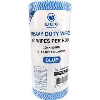 EJ ECO HEAVY DUTY WIPES ON A ROLL - BLUE - 90 SHEETS - SAFE FOR DIRECT FOOD CONTACT - 71323 - ROLL