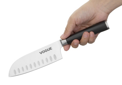 VOGUE BISTRO SANTOKU KNIFE 142MM BLADE KENGTH - BLACK HANDLE - FS684 - EACH