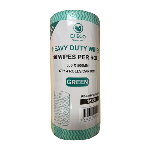 EJ ECO HEAVY DUTY WIPES ON A ROLL - GREEN - 90 SHEETS - 16256 - ROLL