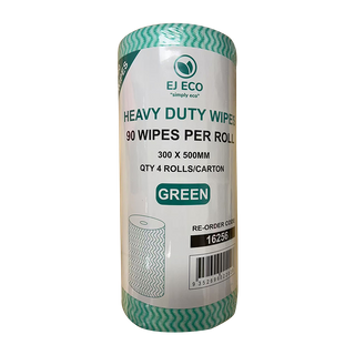 EJ ECO HEAVY DUTY WIPES ON A ROLL - GREEN - 90 SHEETS - 16256 - ROLL