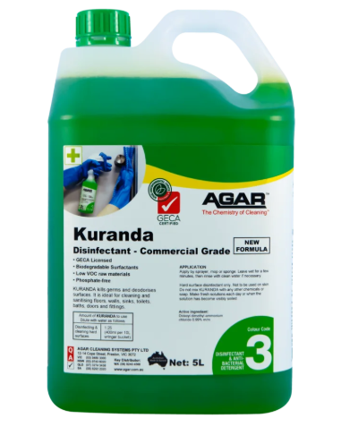 AGAR KURANDA DISINFECTANT CLEANER - COMMERICAL GRADE - ENVIRONMENTALLY PREFERRED (GECA) - 5L