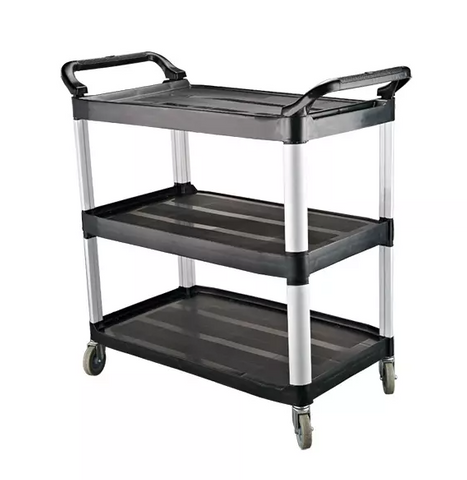 CATERRAX BLACK PLASTIC UTILITY CART / TROLLEY - 3 TIER SHELF - 845 L X 430 W X 1000MM H - TR-115 - EACH