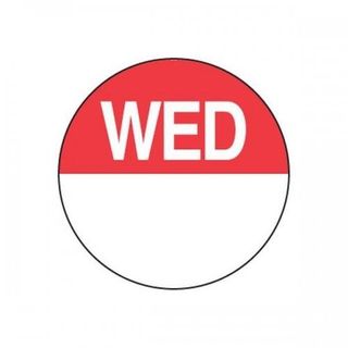 DAYDOTS - ROUND - 24MM - WEDNESDAY  - RED -1000 - ROLL