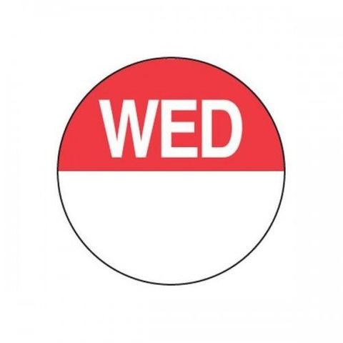 DAYDOTS - ROUND - 24MM - WEDNESDAY  - RED - 813000 - 1000 - ROLL