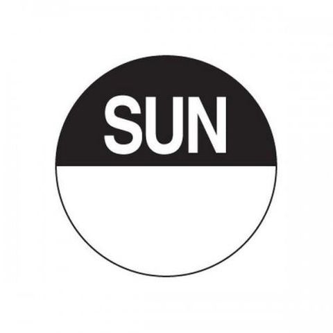 DAYDOTS - ROUND - 24MM - SUNDAY - BLACK - 81700 - 1000 - ROLL