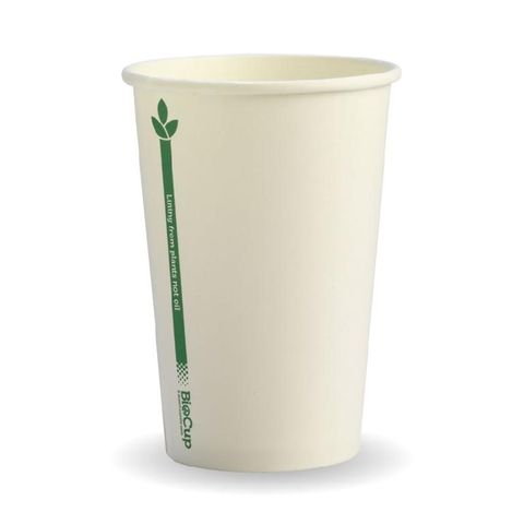 BIOCUP Single Wall CUP - 10oz (80mm) - White with Green Line - 1000 - ( BC-10-GL ) - CTN