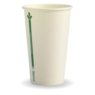 BIOCUP Single Wall CUP - 12oz (80mm) - White with Green Line - 1000 - ( BC-12(80)-GL ) - CTN
