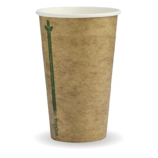 BIOCUP Single Wall CUP - 12oz (80mm) - Kraft green line - 1000 - ( BCK-12(80)-GL ) - CTN