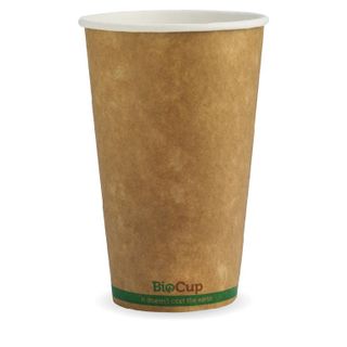 BIOCUP Single Wall CUP - 16oz (90mm) - Kraft with Green Stripe - 1000 - ( BCK-16-GS ) - CTN