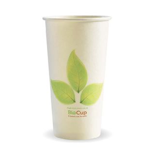 BIOCUP Single Wall CUP - 20oz (90mm) - White with Leaf Print - 500 - ( BC-20 ) - CTN