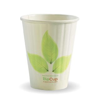 BIOCUP Double Wall CUP - 8oz (80mm) - White with Leaf Print - 1000 - ( BC-8DW ) - CTN