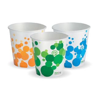 BIOPAK 12oz Paper COLD Cup - Mix of green, orange & blue in each carton - 1000 - ( PECC-12 ) - CTN