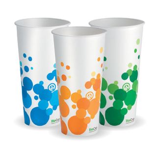 BIOPAK 22oz Paper COLD Cup - MILK SHAKE - Mix of green, orange & blue in each carton - 1000 - ( PECC-22 ) - CTN