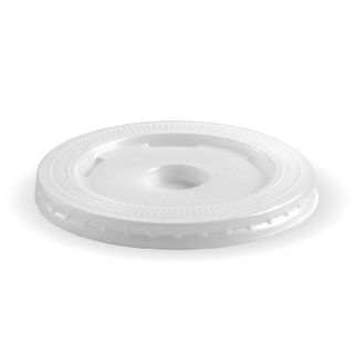 BIOPAK PS (Plastic) Flat LID with X slot - suits 12,16 & 22oz Cup - opaque - 2000 - ( BCL-90CPS(F) ) - CTN