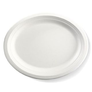 BIOPAK 12.5x10Inch Oval BIOCANE Plate - white - 500 ( B-PL-16-2 ) - CTN