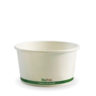 BIOPAK 12oz HOT Bowl - White with green stripe - 500 - ( BSC-12 ) - CTN
