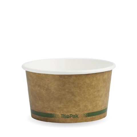 BIOPAK 12oz HOT Bowl - Kraft with green stripe - 500 - ( BSCK-12-GS ) - CTN
