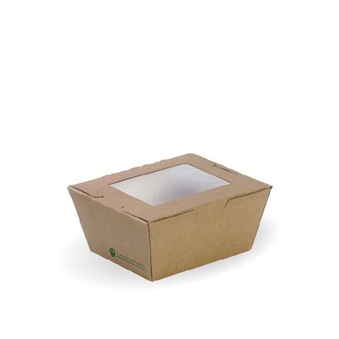 BIOPAK Small Lunch box with window - 110x90x64mm - FSC Mix - kraft - 200 - ( BB-WLBS-1 ) - CTN