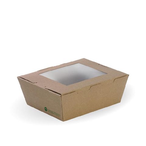 BIOPAK Medium Lunch box with window - 152x120x64mm - FSC Mix - kraft - 200 - ( BB-WLBM-8 ) - CTN