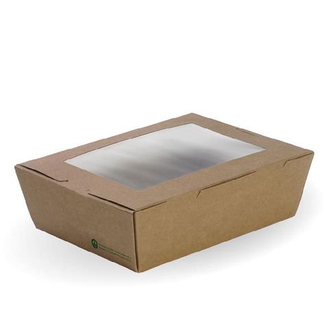 BIOPAK Large Lunch box with window - 197x140x64mm - FSC Mix - kraft - 200 - ( BB-WLBL-3 ) - CTN