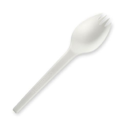 BIOPAK 6 Inch BIOPLASTIC Spork - white - 1000 - ( GD-6AC-B ) - CTN