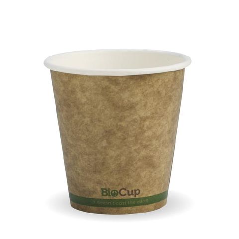 BIOCUP Single Wall CUP - 6oz (80mm) - Kraft with Green Stripe - 50 - ( BCK-6-GS ) - SLV