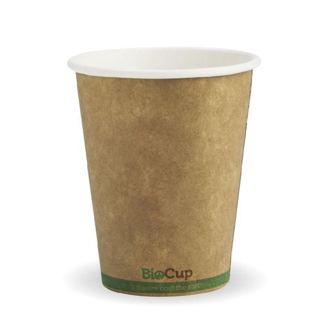 BIOCUP Single Wall CUP - 8oz (80mm) - Kraft with Green Stripe - 50 - ( BCK-8-GS ) - SLV