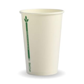 BIOCUP Single Wall CUP - 10oz (80mm) - White with Green Line - 50 - ( BC-10-GL ) - SLV