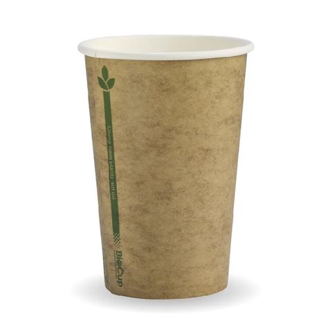 BIOCUP Single Wall CUP - 10oz (80mm) - Kraft with green - 50 - ( BCK-10-GL ) - SLV