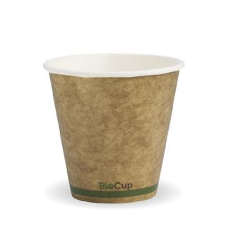 BIOCUP Single Wall CUP - 8oz (90mm) - Kraft with Green Stripe - 50 - ( BCK-8-GS(90) ) - SLV