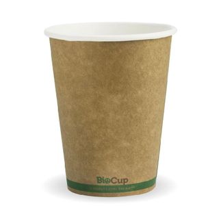 BIOCUP Single Wall CUP - 12oz (90mm) - Kraft with Green Stripe - 50 - ( BCK-12-GS ) - SLV