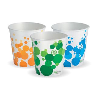 BIOPAK 12oz Paper COLD Cup - Mix of green,orange & blue in each carton - 50 - ( PECC-12 ) - SLV