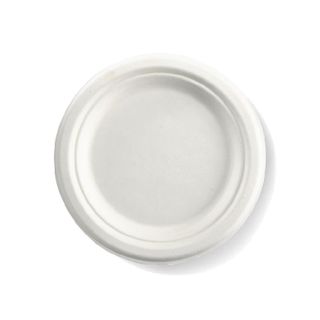BIOPAK 7 Inch Round BIOCANE Plate - white - 125 - ( B-PL-07 ) - SLV