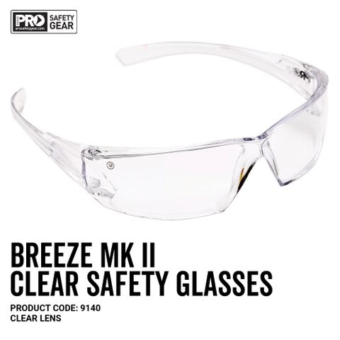 PRO CHOICE BREEZE MKII SAFETY GLASSES - CLEAR - PAIR
