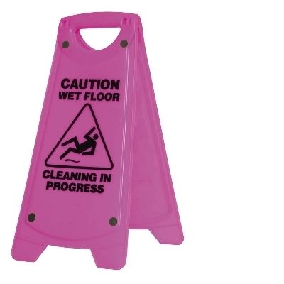 OATES - WARNING SIGN - PINK "CAUTION WET FLOOR" - A-FRAME (IW-101P / 165483) - EACH