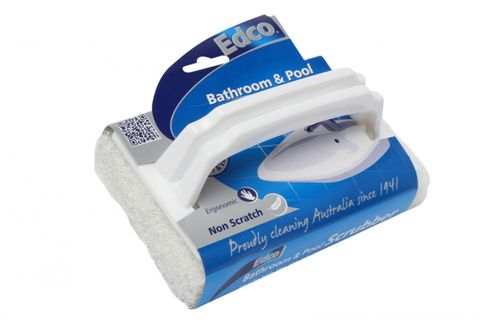 EDCO BATHROOM & POOL SCRUBBER / SCOURER WITH HANDLE - WHITE SCOUR PAD ( 13820 ) - EACH