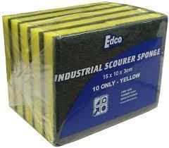 EDCO YELLOW & GREEN SPONGE SCOURER ( 150mm x 100mm x 30mm ) - 18340 - 10 / PACK