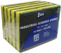 EDCO YELLOW & GREEN SPONGE SCOURER ( 150mm x 100mm x 30mm ) - 10 / PACK