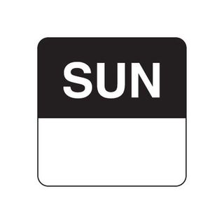 DAYDOTS 40MM SQUARE (P) - SUNDAY - BLACK - 500 - ROLL
